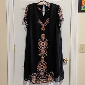 NEW Wrapper Women's Black Sheer Floral Print Dress Size 3XL
